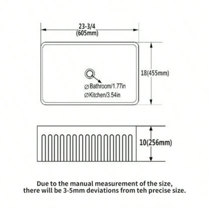 Small Farmhouse Sink - 24 inch Kitchen Sink White Apron - Front Ceramic Single Bowl Small Reversible Farm Sink Laundry Room Sink