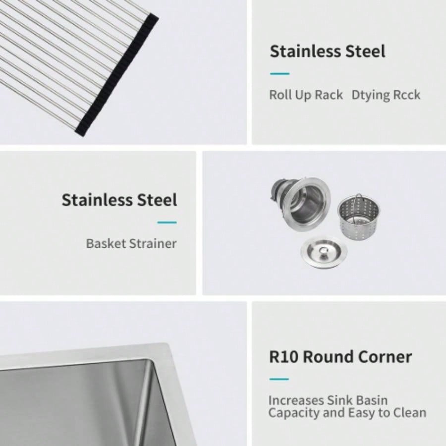 28 Inch Drop In Sink - 28 inch Kitchen Sink Drop in Topmount Single Bowl Sink 16 Gauge Stainless Steel Kitchen Sink Basin