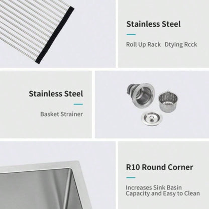 28 Inch Drop In Sink - 28 inch Kitchen Sink Drop in Topmount Single Bowl Sink 16 Gauge Stainless Steel Kitchen Sink Basin