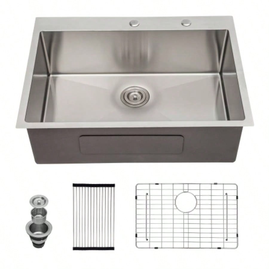 33x22 inch Kitchen Sink Drop In 16 Gauge Stainless Steel 33 Single Bowl Topmount Kitchen Sink Basin