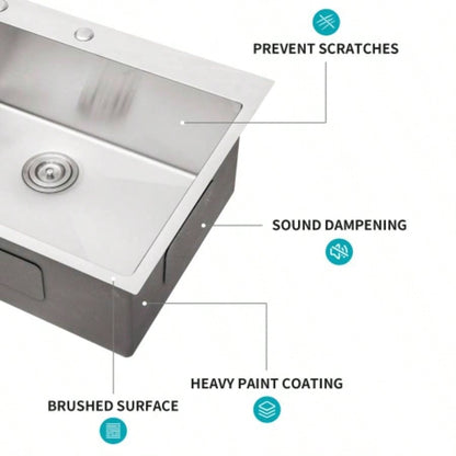 33x22 inch Kitchen Sink Drop In 16 Gauge Stainless Steel 33 Single Bowl Topmount Kitchen Sink Basin