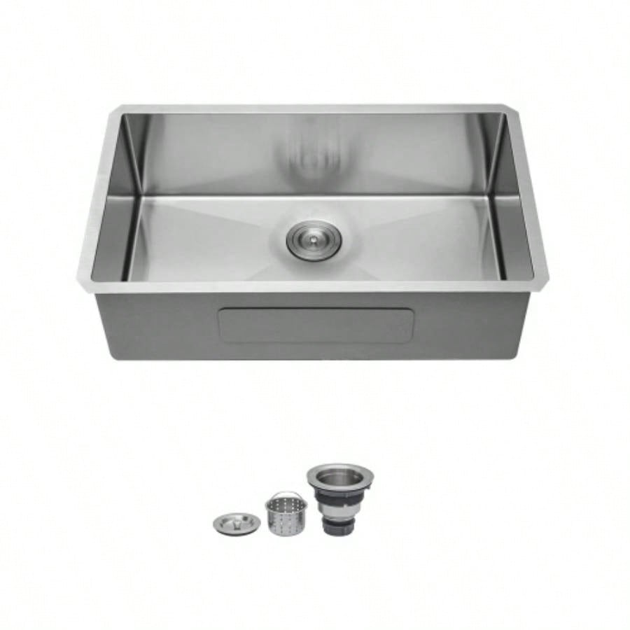 33 Inch Undermount Sink - 33x 19x 9 Undermount Stainless Steel Kitchen Sink 16 Gauge 9 Inch Deep Single Bowl Kitchen Sink Basin, Includes Drain Assembly No Additional Accessories