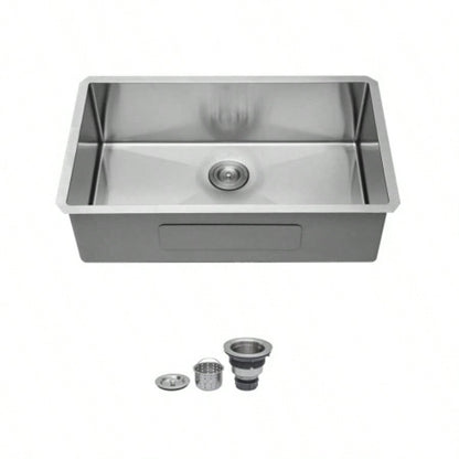 33 Inch Undermount Sink - 33x 19x 9 Undermount Stainless Steel Kitchen Sink 16 Gauge 9 Inch Deep Single Bowl Kitchen Sink Basin, Includes Drain Assembly No Additional Accessories