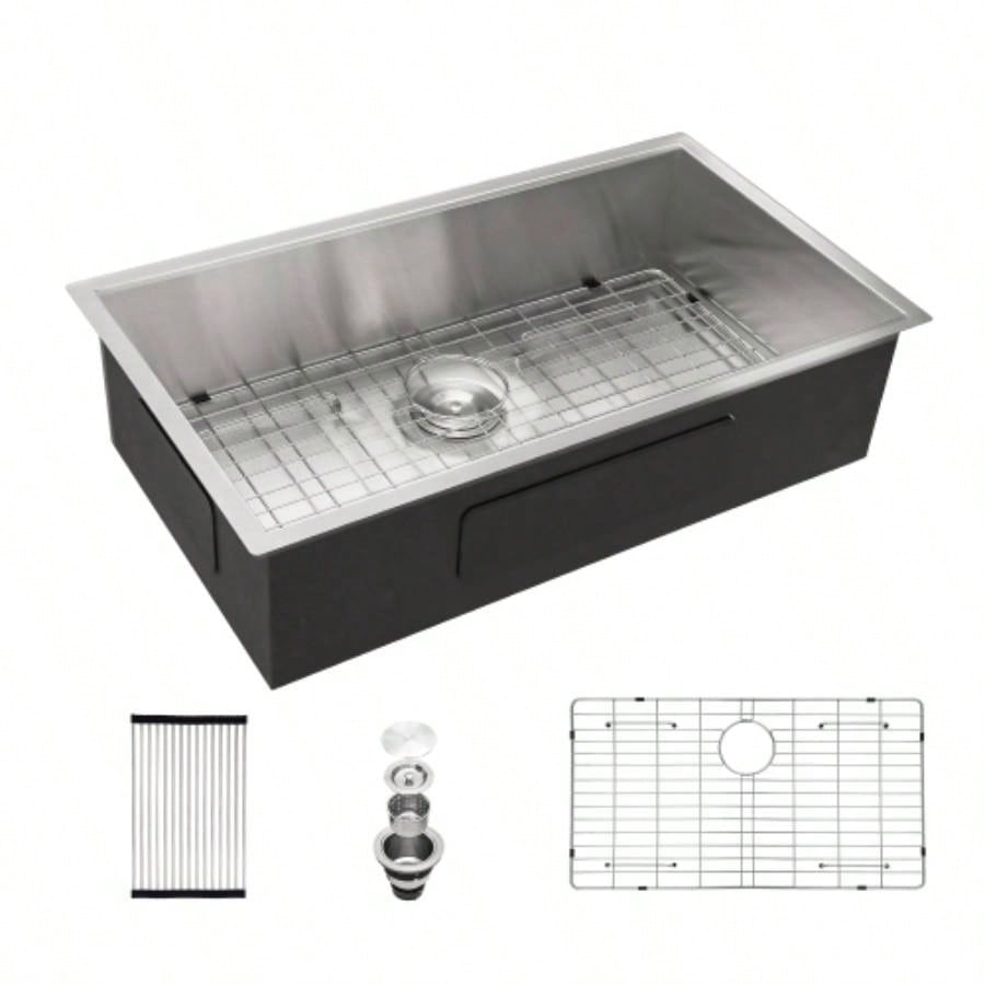33 Inch Undermount Sink - 33x19x9 Undermount Stainless Steel Kitchen Sink 16 Gauge 9 Inch Deep Single Bowl Kitchen Sink Basin