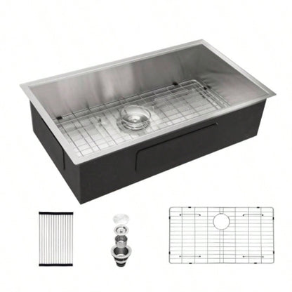 33 Inch Undermount Sink - 33x19x9 Undermount Stainless Steel Kitchen Sink 16 Gauge 9 Inch Deep Single Bowl Kitchen Sink Basin