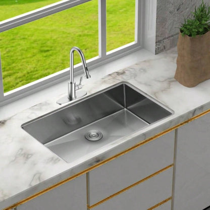 30 Inch Undermount Sink - 30x 18x 9 Undermount Stainless Steel Kitchen Sink 16 Gauge 9 Inch Deep Single Bowl Kitchen Sink Basin, Includes Drain Assembly No Additional Accessories