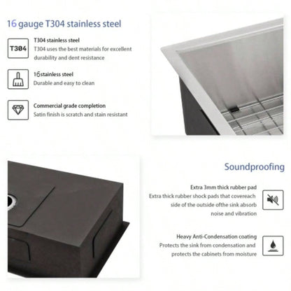 33 Inch Undermount Sink - 33x19x9 Undermount Stainless Steel Kitchen Sink 16 Gauge 9 Inch Deep Single Bowl Kitchen Sink Basin