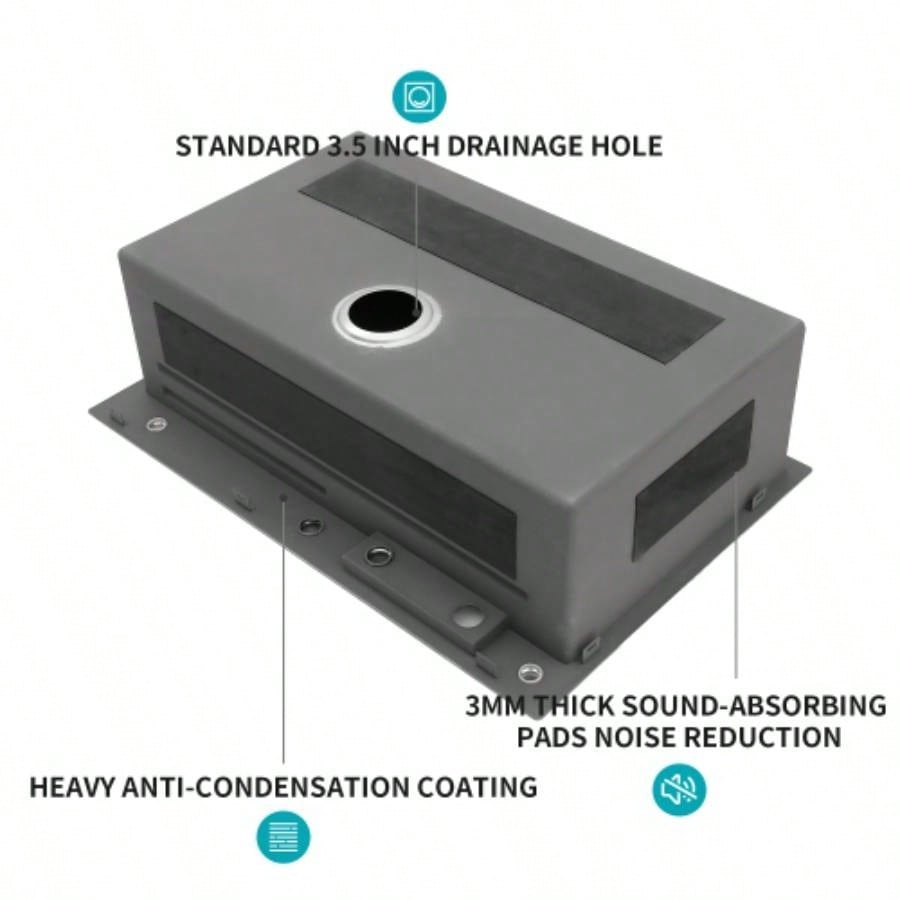 Gunmetal Black Drop in Waterfall Kitchen Sink - 33*22 inch Single Bowl 16 Gauge Stainless Steel Ledge Workstation Kitchen Sinks with Pull - Out Faucet Cup Washer