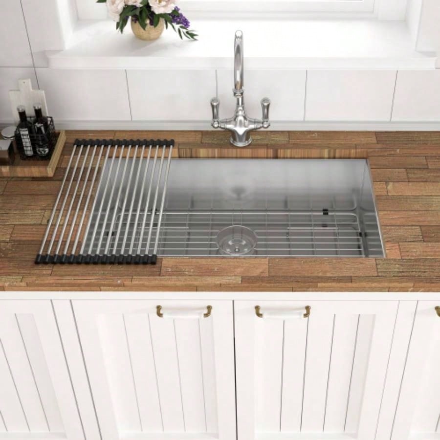 33 Inch Undermount Sink - 33x19x9 Undermount Stainless Steel Kitchen Sink 16 Gauge 9 Inch Deep Single Bowl Kitchen Sink Basin