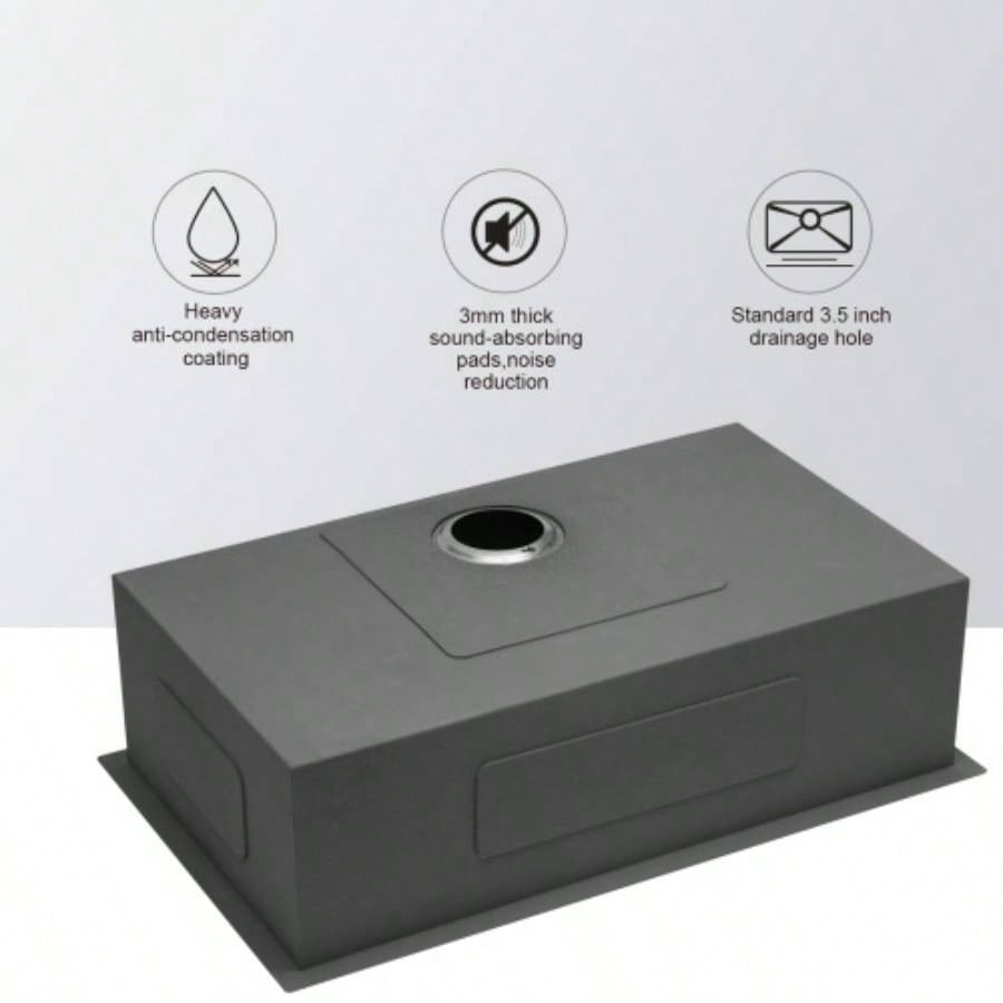 33 Inch Undermount Sink - 33x 19x 9 Undermount Stainless Steel Kitchen Sink 16 Gauge 9 Inch Deep Single Bowl Kitchen Sink Basin, Includes Drain Assembly No Additional Accessories