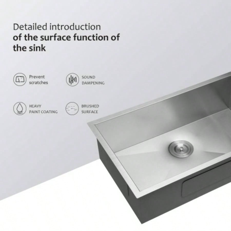 33 Inch Undermount Sink - 33x 19x 9 Undermount Stainless Steel Kitchen Sink 16 Gauge 9 Inch Deep Single Bowl Kitchen Sink Basin, Includes Drain Assembly No Additional Accessories