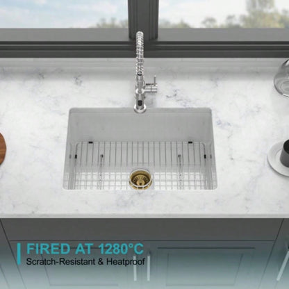 30 Undermount Single Bowl Ceramic Kitchen Sink - Dual Mount White Ceramic Rectangular Deep Single Bowl Sink Basin