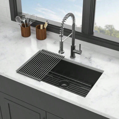 Gunmetal Black Kitchen Sink - 30x 18x 9 Undermount Singel Bowl Kitchen basin 16 Gauge Stainless Steel with 9 Inch Deep