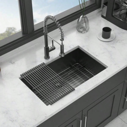 Gunmetal Black Kitchen Sink - 30x 18x 9 Undermount Singel Bowl Kitchen basin 16 Gauge Stainless Steel with 9 Inch Deep