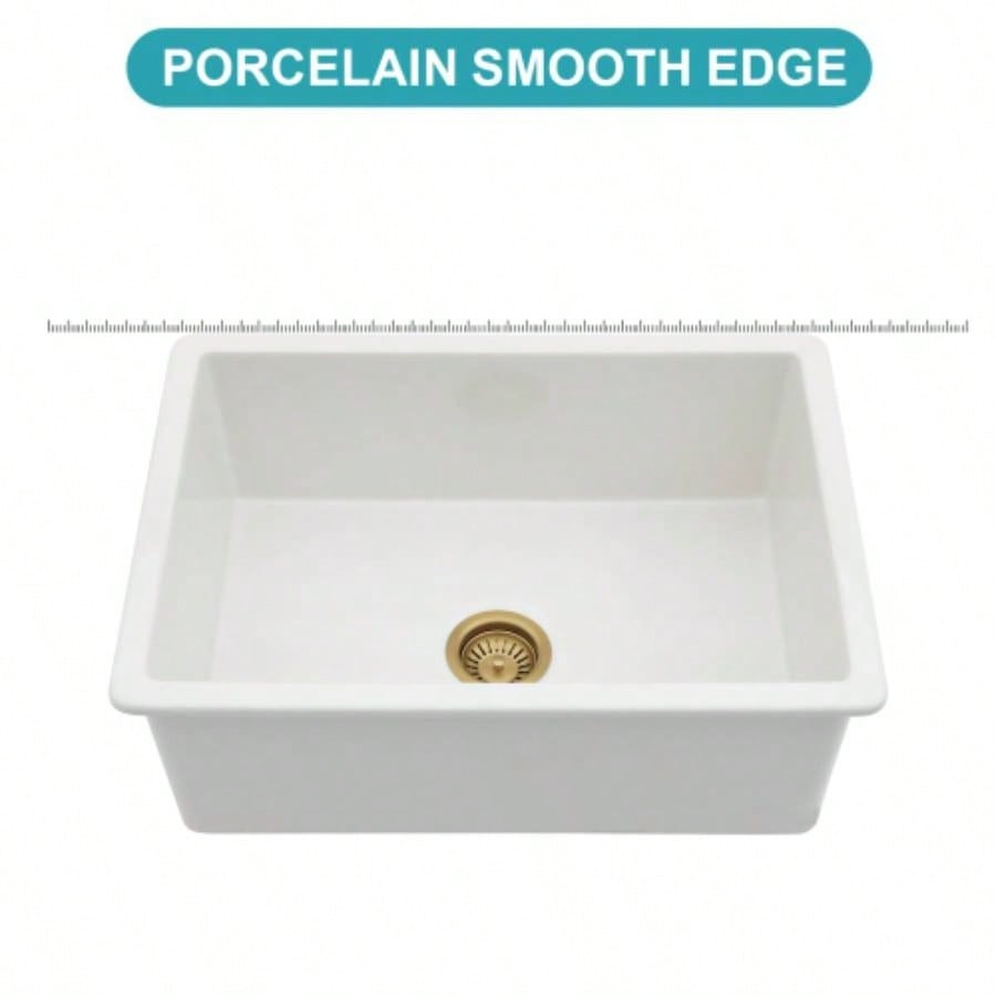 27 Undermount Single Bowl Ceramic Kitchen Sink - Dual Mount White Ceramic Rectangular Deep Single Bowl Sink Basin