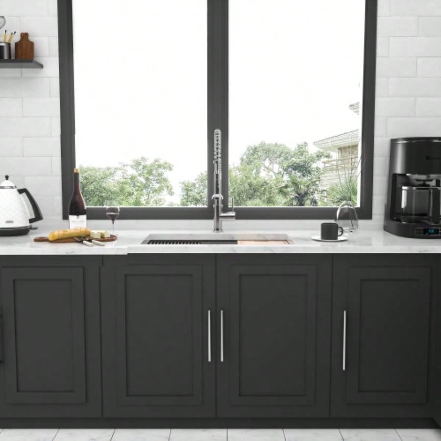 33 Undermount Kitchen Sink - 33*19*9 inch Kitchen Sink Undermount Single Bowl 16 Gauge Stainless Steel Ledge Workstation Kitchen Sinks