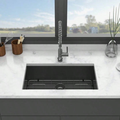 Gunmetal Black Kitchen Sink - 30x 18x 9 Undermount Singel Bowl Kitchen basin 16 Gauge Stainless Steel with 9 Inch Deep