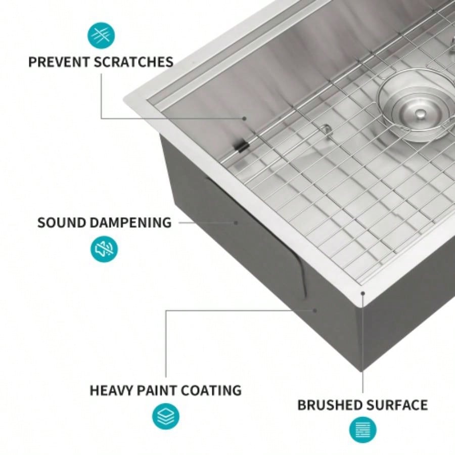 33 Undermount Kitchen Sink - 33*19*9 inch Kitchen Sink Undermount Single Bowl 16 Gauge Stainless Steel Ledge Workstation Kitchen Sinks