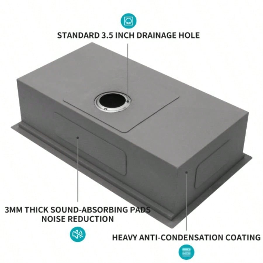 33 Undermount Kitchen Sink - 33*19*9 inch Kitchen Sink Undermount Single Bowl 16 Gauge Stainless Steel Ledge Workstation Kitchen Sinks