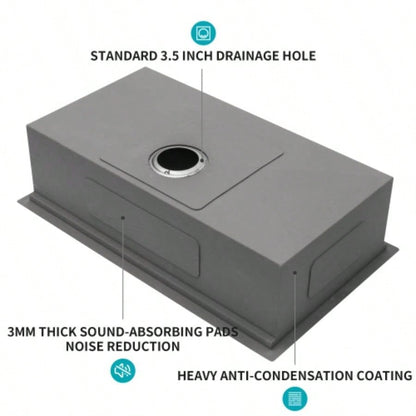33 Undermount Kitchen Sink - 33*19*9 inch Kitchen Sink Undermount Single Bowl 16 Gauge Stainless Steel Ledge Workstation Kitchen Sinks