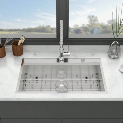 33 Drop In Kitchen Sink - 33X22 Stainless Steel Drop In Sink Ledge Workstation Topmount Kitchen Sink Single Bowl, 16 Gauge