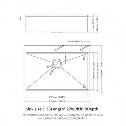 33 Drop In Kitchen Sink - 33X22 Stainless Steel Drop In Sink Ledge Workstation Topmount Kitchen Sink Single Bowl, 16 Gauge