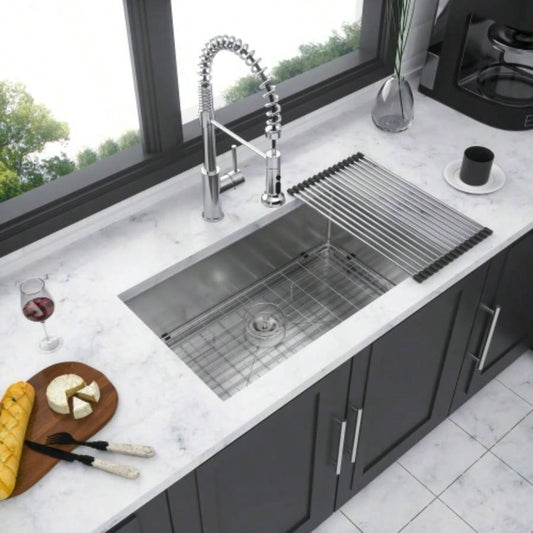 Undermount Kitchen Sink - 32x19 Stainless Steel 16 Gauge Deep Single Bowl Sinks