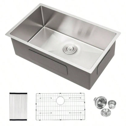 Undermount Kitchen Sink - 32x19 Stainless Steel 16 Gauge Deep Single Bowl Sinks