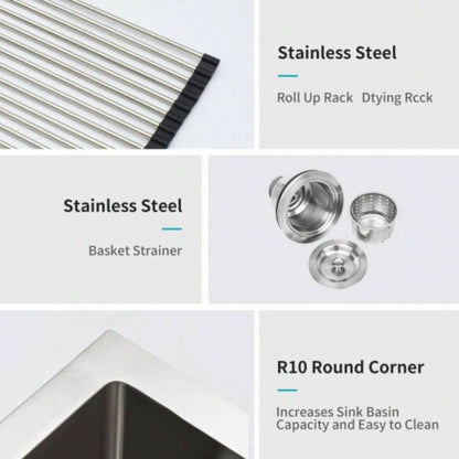 Undermount Kitchen Sink - 32x19 Stainless Steel 16 Gauge Deep Single Bowl Sinks
