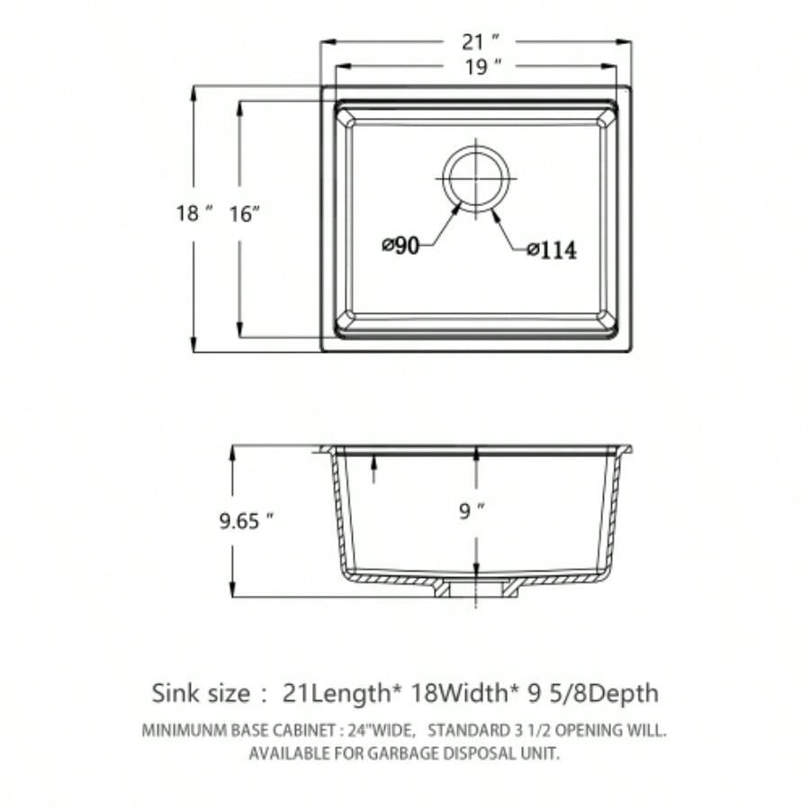 Quartz Kitchen Sink - 21x18 White granite composite Workstation undermount kitchen sink