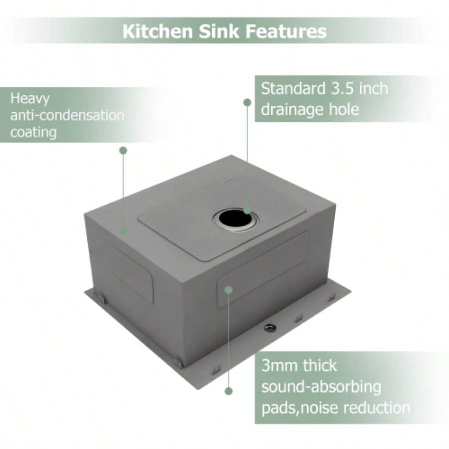 25x22x12 Stainless Steel Laundry Utility Sink Drop In Topmount Deep Single Bowl Kitchen Sink Basin