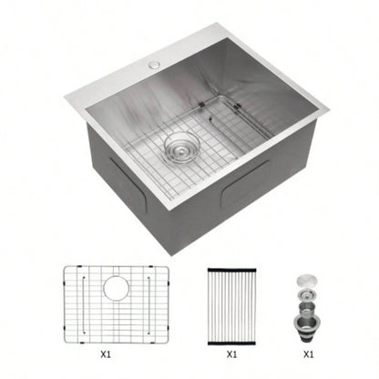 Laundry Sink Drop In - 25x22 Laundry Utility Sink 16 Gauge Stainless Steel Drop In Topmount 12 Inch Deep Single Bowl Above Counter Utility Laundry Room Sink Basin