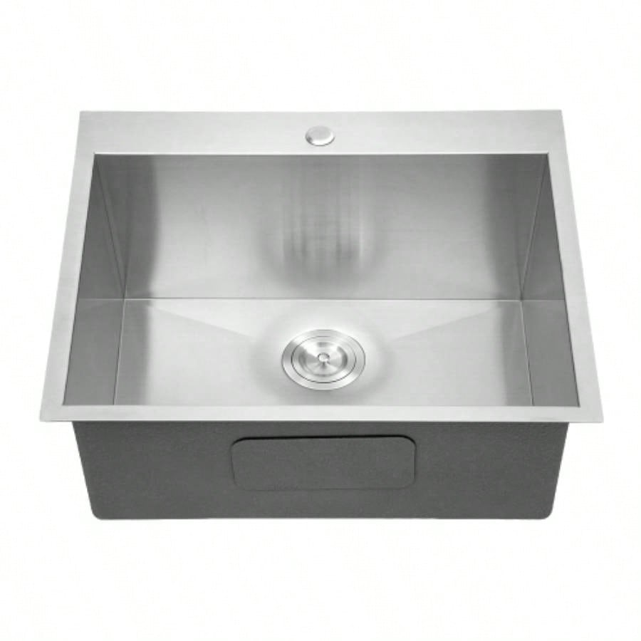 Laundry Sink Drop In - 25x22 Laundry Utility Sink 16 Gauge Stainless Steel Drop In Topmount 12 Inch Deep Single Bowl Above Counter Utility Laundry Room Sink Basin