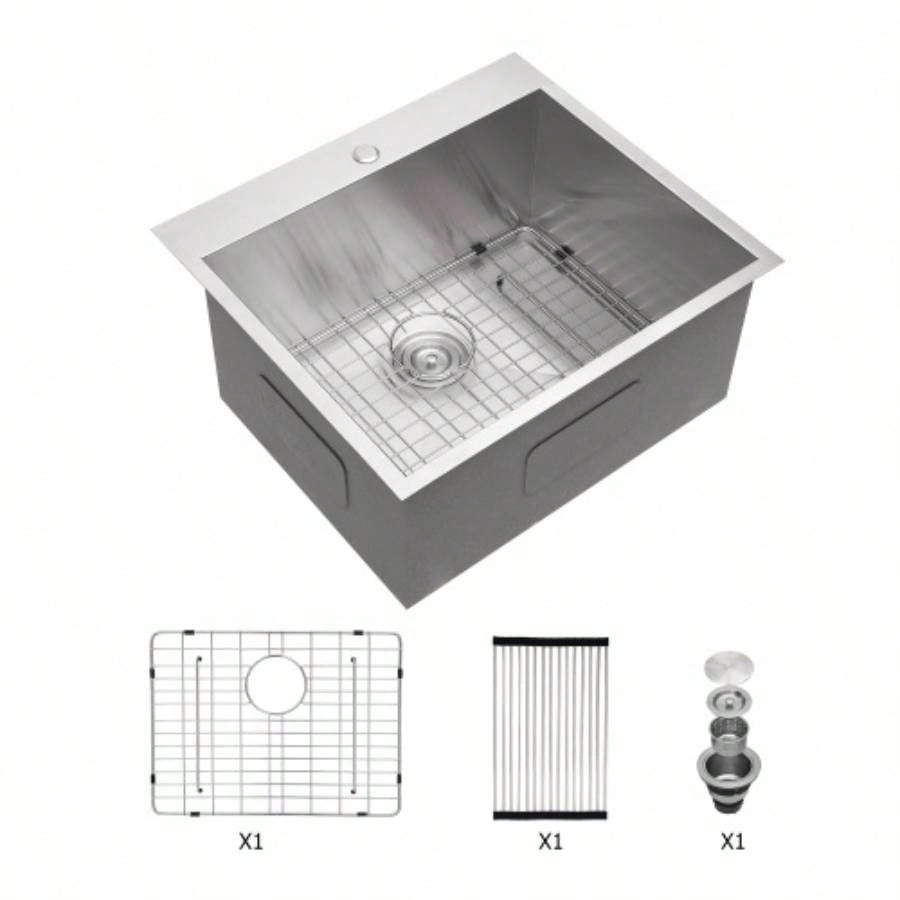 Laundry Sink Drop In - 25x22 Laundry Utility Sink 16 Gauge Stainless Steel Drop In Topmount 12 Inch Deep Single Bowl Above Counter Utility Laundry Room Sink Basin