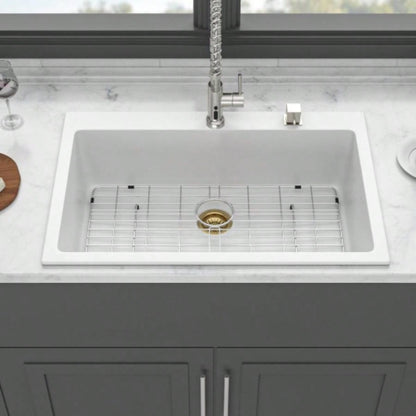 Quartz Kitchen Sink - 33x22 White granite composite Drop - in kitchen sink