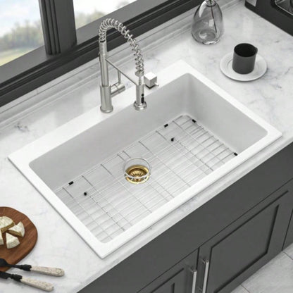 Quartz Kitchen Sink - 33x22 White granite composite Drop - in kitchen sink