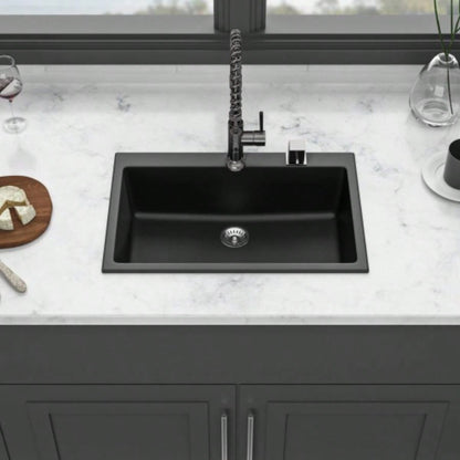 Quartz Kitchen Sink - 33x22 Black granite composite Drop in kitchen sink