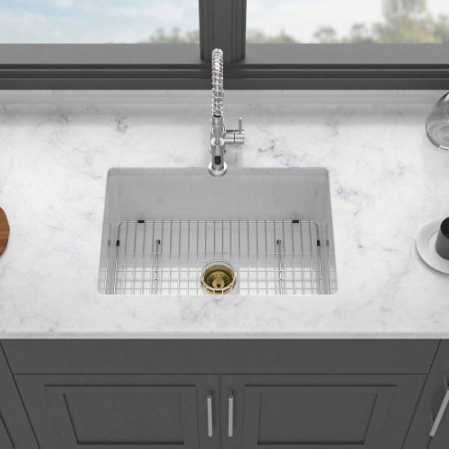 30 Undermount Single Bowl Ceramic Kitchen Sink - Dual Mount White Ceramic Rectangular Deep Single Bowl Sink Basin