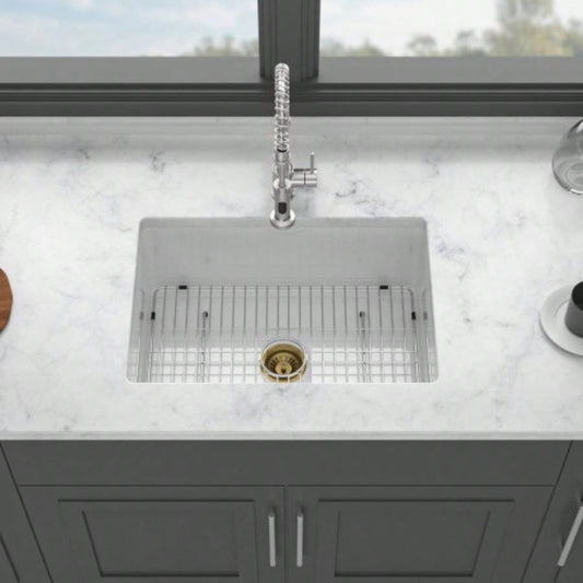 30 Undermount Single Bowl Ceramic Kitchen Sink - Dual Mount White Ceramic Rectangular Deep Single Bowl Sink Basin
