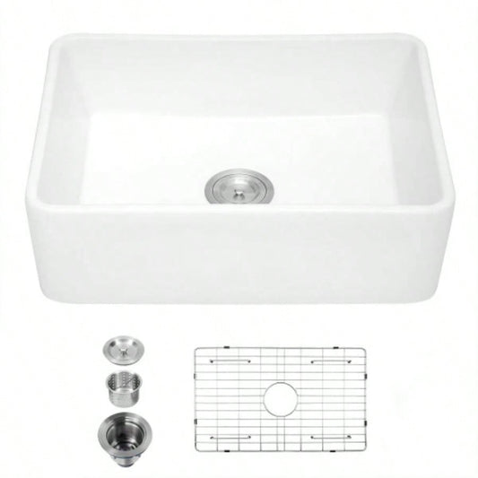 30x 20 inch ceramic Farmhouse Apron - Front Kitchen Sink Single Bowl White