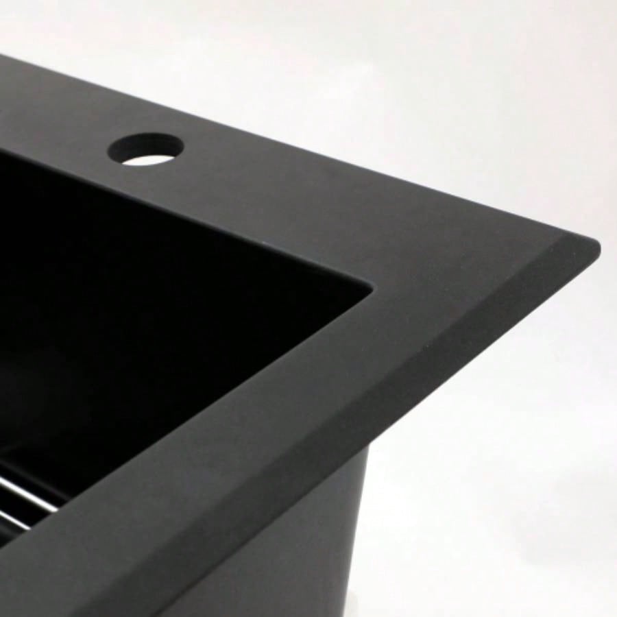 Quartz Kitchen Sink - 33x22 Black granite composite Drop in kitchen sink