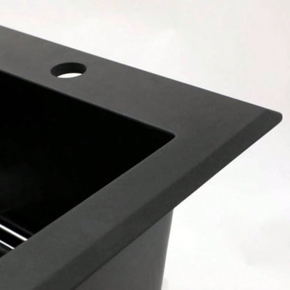 Quartz Kitchen Sink - 33x22 Black granite composite Drop in kitchen sink