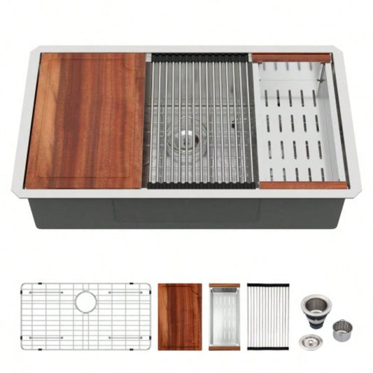 30 Undermount Kitchen Sink - 30*19*9 inch Kitchen Sink Undermount Single Bowl 16 Gauge Stainless Steel Ledge Workstation Kitchen Sinks