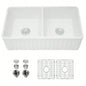 Ceramic White 33*18*10 Kitchen Double Basin Farmhouse Sink Rectangular Vessel Sink