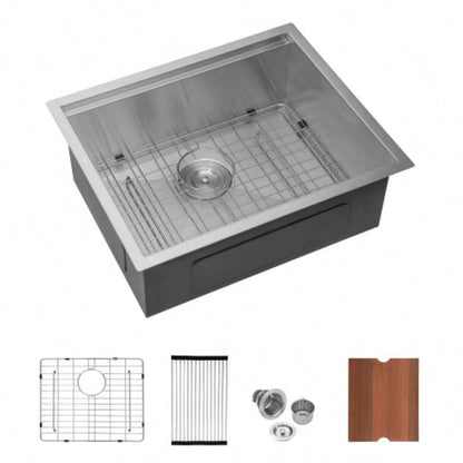 Laundry Workstation Sink - 23x19x13 Undermount Workstation Laundry Utility Sink Deep Single Bowl 16 Gauge Stainless Steel Laundry Tub Sinks