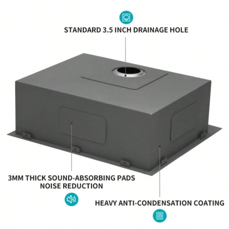 25x22x9 inch Kitchen Sink Drop In 16 Gauge Stainless Steel 25 Single Bowl Topmount Kitchen Sink Basin