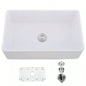 33 L X 20 Single Basin Ceramic Farmhouse Kitchen Sink with Basket Strainer