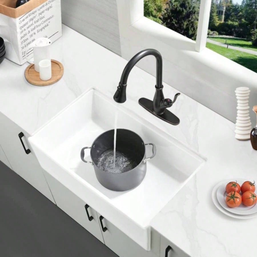 Fireclay 30 L X 20 Workstation Farmhouse Kitchen Sink With Accessories