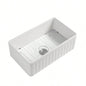 Fireclay 33 L X 20 Farmhouse Kitchen Sink with Grid and Strainer