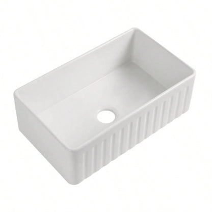 Fireclay 33 L X 20 Farmhouse Kitchen Sink with Grid and Strainer